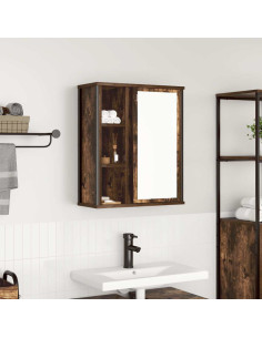 Pensile da Bagno con Specchio Rovere Fumo 50x21x60 cm