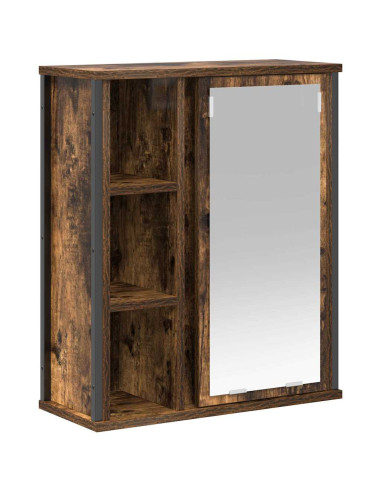 Pensile da Bagno con Specchio Rovere Fumo 50x21x60 cm