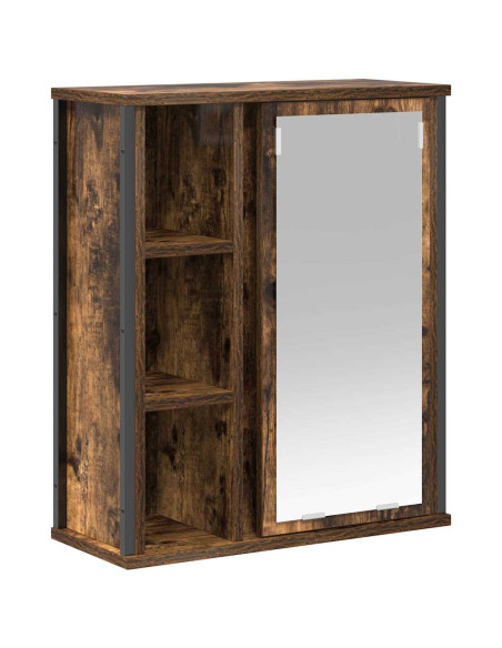 Pensile da Bagno con Specchio Rovere Fumo 50x21x60 cm