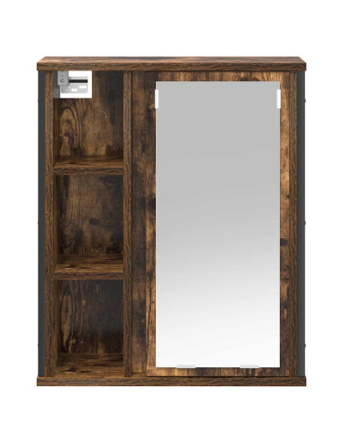 Pensile da Bagno con Specchio Rovere Fumo 50x21x60 cm