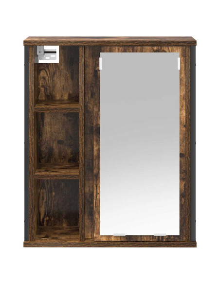 Pensile da Bagno con Specchio Rovere Fumo 50x21x60 cm