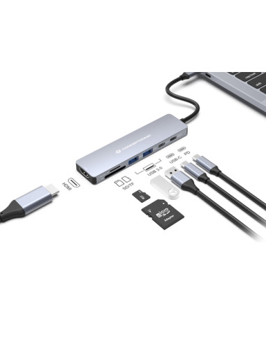 Conceptronic DONN28G replicatore di porte e docking station per laptop Cablato USB 3.2 Gen 1 (3.1 Gen 1) Type-C Grigio