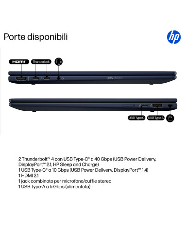 HP EliteBook X Flip G1i Next Gen AI PC Wolf Pro Security Edition Copilot+ PC Intel Core Ultra 7 258V Ibrido (2 in 1) 35,6 cm (14