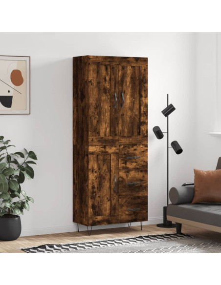 Credenza Rovere Fumo  69,5x34x180 cm in Legno Multistrato