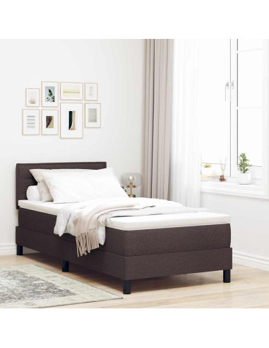Letto a molle con materasso Marrone Scuro 90 x 190 cm Tessuto