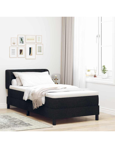 Letto a molle con materasso Nero 80 x 200 cm Tessuto