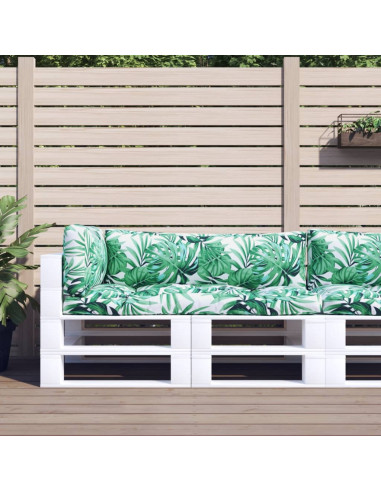 Cuscini per Pallet 3 pz Motivo a Foglie Tessuto