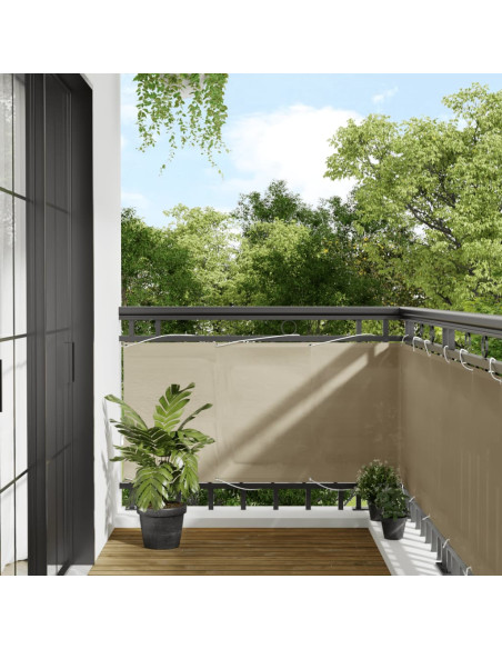 Paravento da Balcone Beige 75x1000 cm 100% Poliestere Oxford