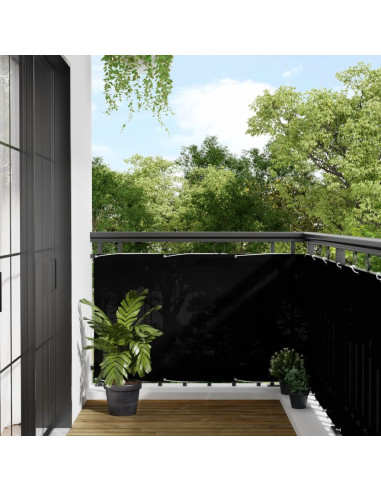 Paravento da Balcone Nero 90x800 cm 100% Poliestere Oxford