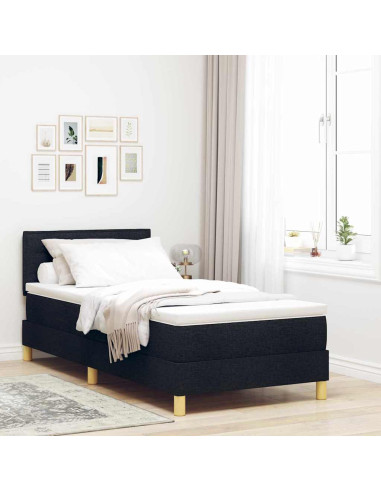 Letto a molle con materasso Nero 80 x 200 cm Tessuto