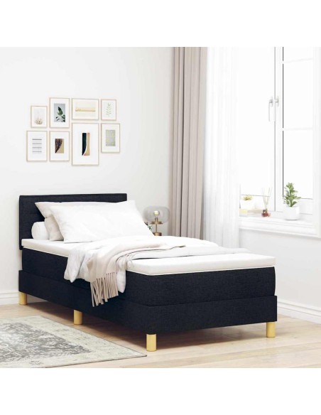 Letto a molle con materasso Nero 80 x 200 cm Tessuto