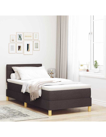 Letto a molle con materasso Marrone Scuro 90 x 190 cm Tessuto