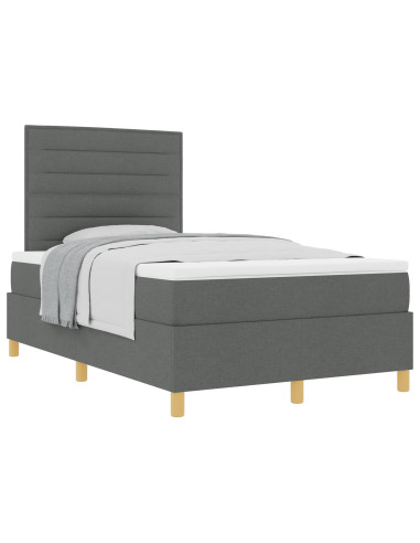 Letto a molle con materasso Grigio scuro 120 x 200 cm Tessuto