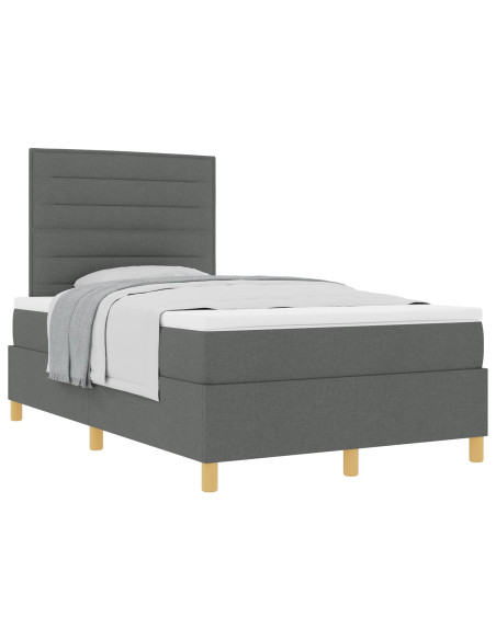 Letto a molle con materasso Grigio scuro 120 x 200 cm Tessuto