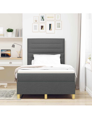 Letto a molle con materasso Grigio scuro 120 x 200 cm Tessuto