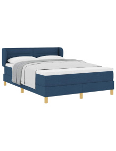 Letto a molle con materasso Blu 140 x 190 cm Tessuto 2