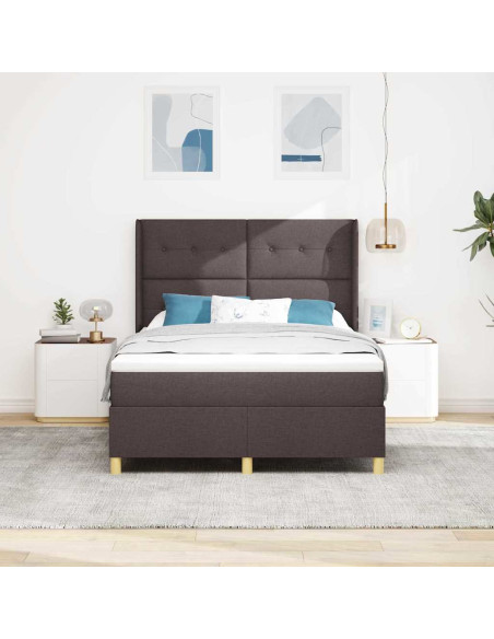 Letto a molle con materasso Marrone Scuro 140 x 190 cm Tessuto