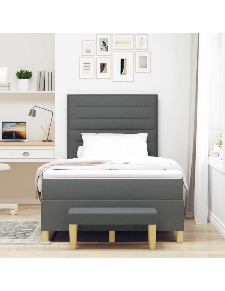 Letto a molle con materasso Grigio scuro 120 x 200 cm Tessuto