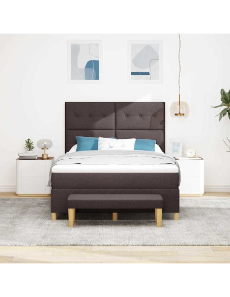 Letto a molle con materasso Marrone scuro 140 x 190 cm Tessuto
