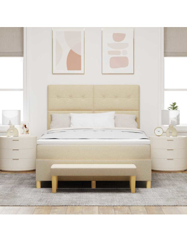 Letto a molle con materasso Crema 140 x 190 cm Tessuto