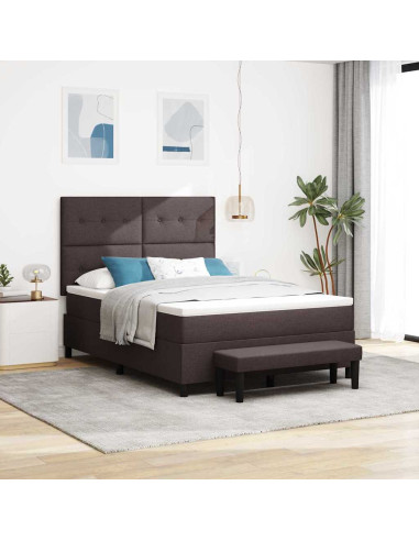 Letto a molle con materasso Marrone Scuro 140 x 190 cm Tessuto