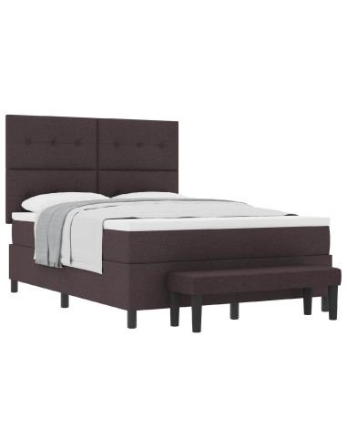 Letto a molle con materasso Marrone Scuro 140 x 190 cm Tessuto