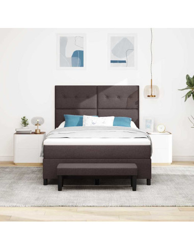 Letto a molle con materasso Marrone Scuro 140 x 190 cm Tessuto