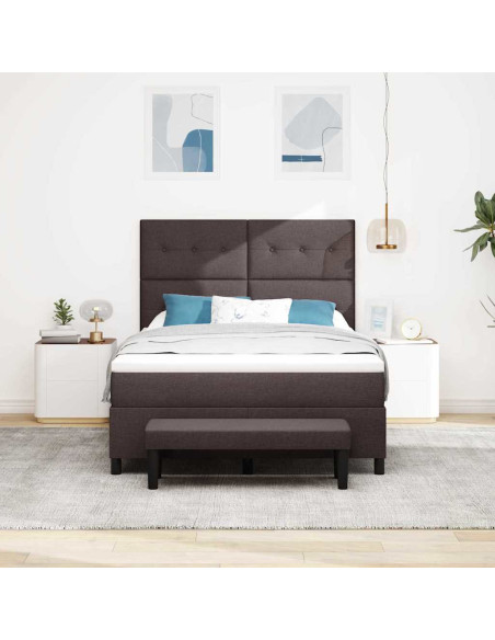 Letto a molle con materasso Marrone Scuro 140 x 190 cm Tessuto