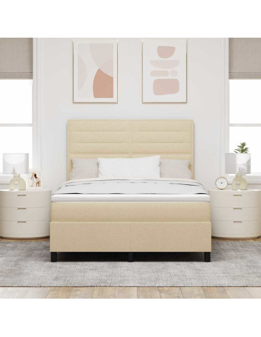 Letto a molle con materasso con led Crema 140 x 190 cm Tessuto