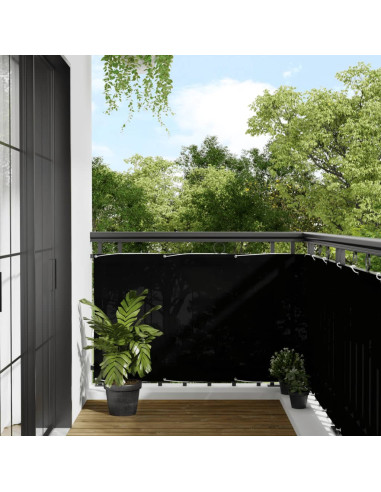 Paravento da Balcone Nero 90x700 cm 100% Poliestere Oxford