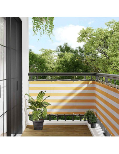 Paravento per Balcone Striscia Gialla e Bianca 75x800 cm