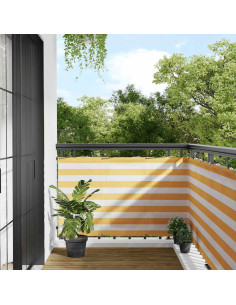 Paravento per Balcone Striscia Gialla e Bianca 90x800 cm 2
