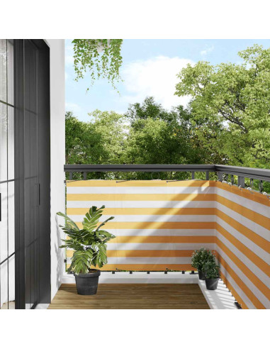 Paravento per Balcone Striscia Gialla e Bianca 90x800 cm