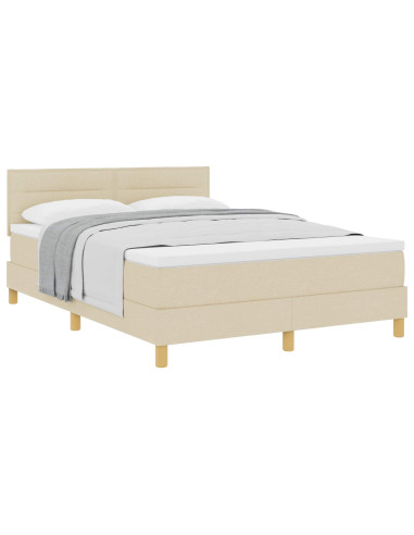 Letto a molle con materasso Crema 140 x 190 cm Tessuto
