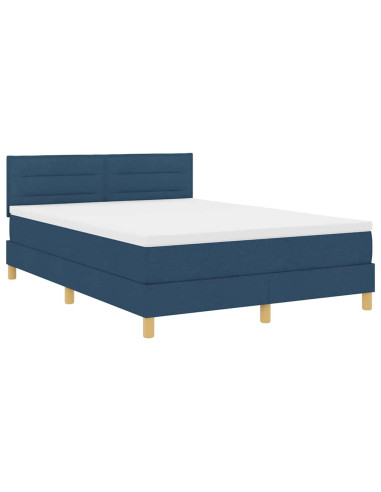 Letto a molle con materasso Blu 140 x 190 cm Tessuto