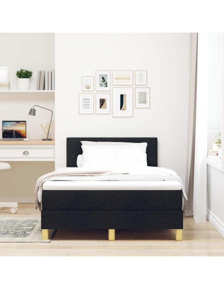 Letto a molle con materasso Nero 120 x 200 cm Tessuto