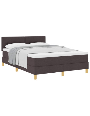 Letto a molle con materasso Marrone Scuro 140 x 190 cm Tessuto