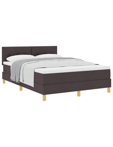 Letto a molle con materasso Marrone Scuro 140 x 190 cm Tessuto