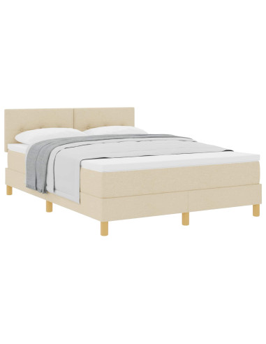 Letto a molle con materasso Crema 140 x 190 cm Tessuto