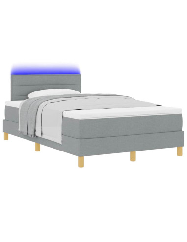 Letto a Sorgente LED con led Grigio chiaro 120 x 200 cm Tessuto