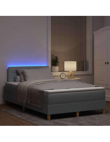 Letto a Sorgente LED con led Grigio chiaro 120 x 200 cm Tessuto