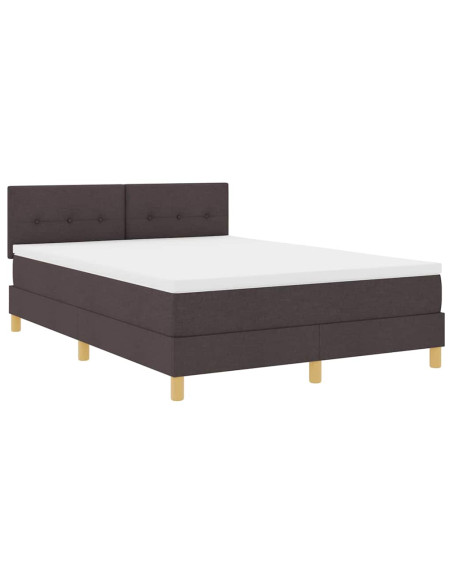 Letto a Sorgente LED con led Marrone Scuro 140 x 190 cm Tessuto