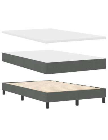 Letto a molle con materasso Grigio scuro 120 x 200 cm Tessuto