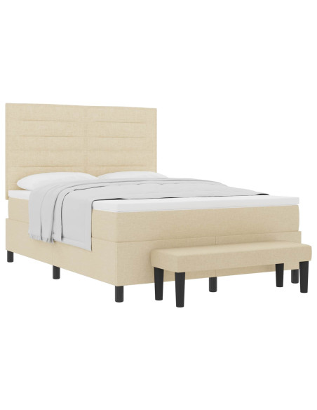 Letto a molle con materasso Crema 140 x 190 cm Tessuto