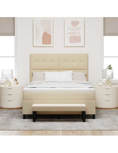 Letto a molle con materasso Crema 140 x 190 cm Tessuto