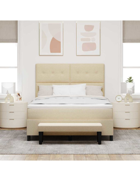 Letto a molle con materasso Crema 140 x 190 cm Tessuto