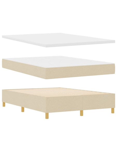 Letto a molle con materasso Crema 140 x 190 cm Tessuto