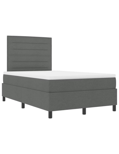 Letto a molle con materasso Grigio scuro 120 x 200 cm Tessuto
