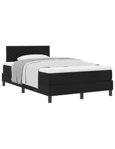 Letto a molle con materasso Nero 120 x 190 cm Tessuto 2