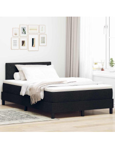 Letto a molle con materasso Nero 120 x 200 cm Tessuto